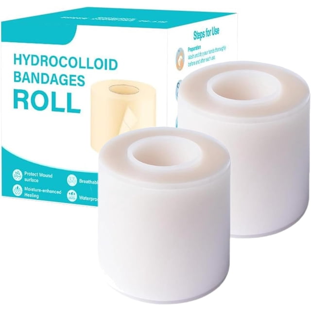 Rivaya Rouleau d'Hydrocolloïde pour Soins des Plaies, Rouleau de Pansements Hydrocolloïdes Imperméables - Découpe sur Mesure, Ultra Absorbant, Protège Mieux