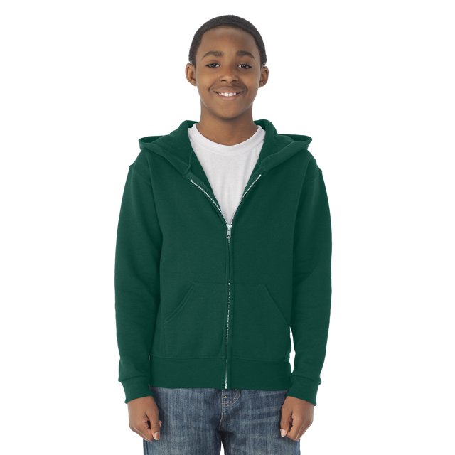 Jerzees Sweat à Capuche Zippé Complet pour Jeunes, L, Vert Forêt