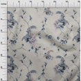 thumbnail image 2 of oneOone Rayon Dusty Gray Fabric Floral & Peacock Craft Projects Decor Fabric Printed By The Yard 56 Inch Wide, 2 of 5