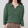 thumbnail image 4 of Polo Pullover Sweater Knitted Pullover Solid Color Long Sleeve Oversized Sweatshirt Pullover Sweater Collared Sweaters Polo Shirts Soft Touch Funnel Soft Warm Cozy Oversized Sweaters Green XL, 4 of 8