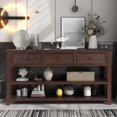 thumbnail image 3 of 50" Solid Wood Console Table Sofa Table with Storage Drawers and Bottom Shelf Entryway Table for Entry Hallway Foyer Sofa Couch Table, Espresso, 3 of 8