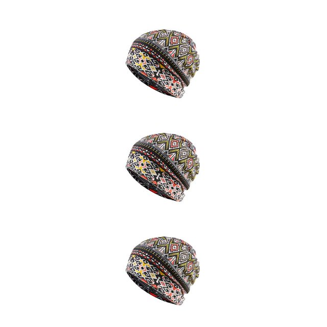 kurtrusly Tuque Bonnet Hijab Pré-Noué Foulard Turban Coloré Bandeau Réglable Protection des Oreilles Bandeau Accessoires Bonnet Losange Jaune Ensemble de 3