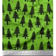 thumbnail image 1 of Soimoi Green polyester Crepe Fabric Snow & Cedar Tree Print Sewing Fabric Yard 52 Inch Wide, 1 of 5