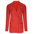 thumbnail image 4 of IROINID Veste Ouverte Mi-Longue pour Femmes Col à Revers Couleur Unie Manches Longues Décontractée Boutons Ample Sans Capuche, Rouge, 4 of 6