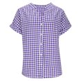 thumbnail image 4 of LVHAOGJOB Womens Cotton Linen Shirts Button Down Summer Tops V Neck Short Sleeve Plus Size Solid Color Pullover Blouse for Ladies, 4 of 8