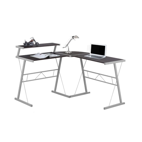 Monarch Specialties Computer Desk, Home Office, Corner, L Shape, Work, Laptop, Metal, Laminate, Brown, Grey, Contemporary, Modern
