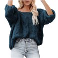 thumbnail image 2 of RKSTN Chandails pour Femmes Mode Manches Amples Chandail à Enfiler Hauts Blouse Chandail Tricoté Chandails d'Automne, 2 of 5