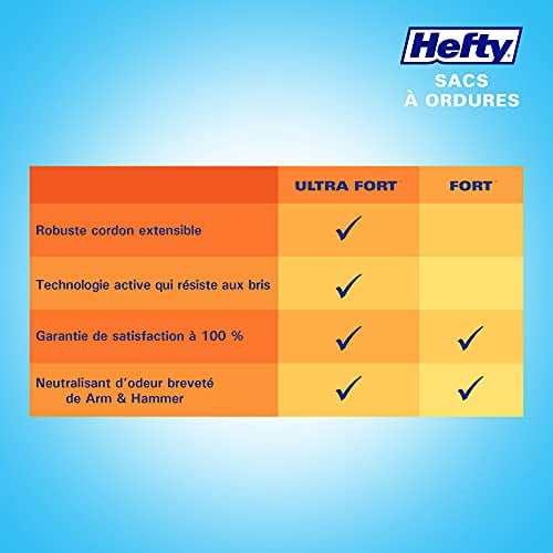 Hefty Garbage Bags, Value Pack Large 100 Litres Black, Drawstring, Arm & Hammer odour neutralizer