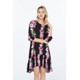 thumbnail image 4 of Hawaiian Manches 3/4 Sirène Tunique Robe M Rose Noir Hibiscus Vigne des Femmes, 4 of 5