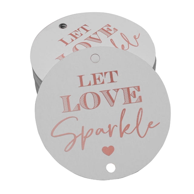 Inkdotpot Pack Of 100 Let Love Sparkle Wedding Favor Paper Tags Craft Real Rose Gold Foil Hang Tags