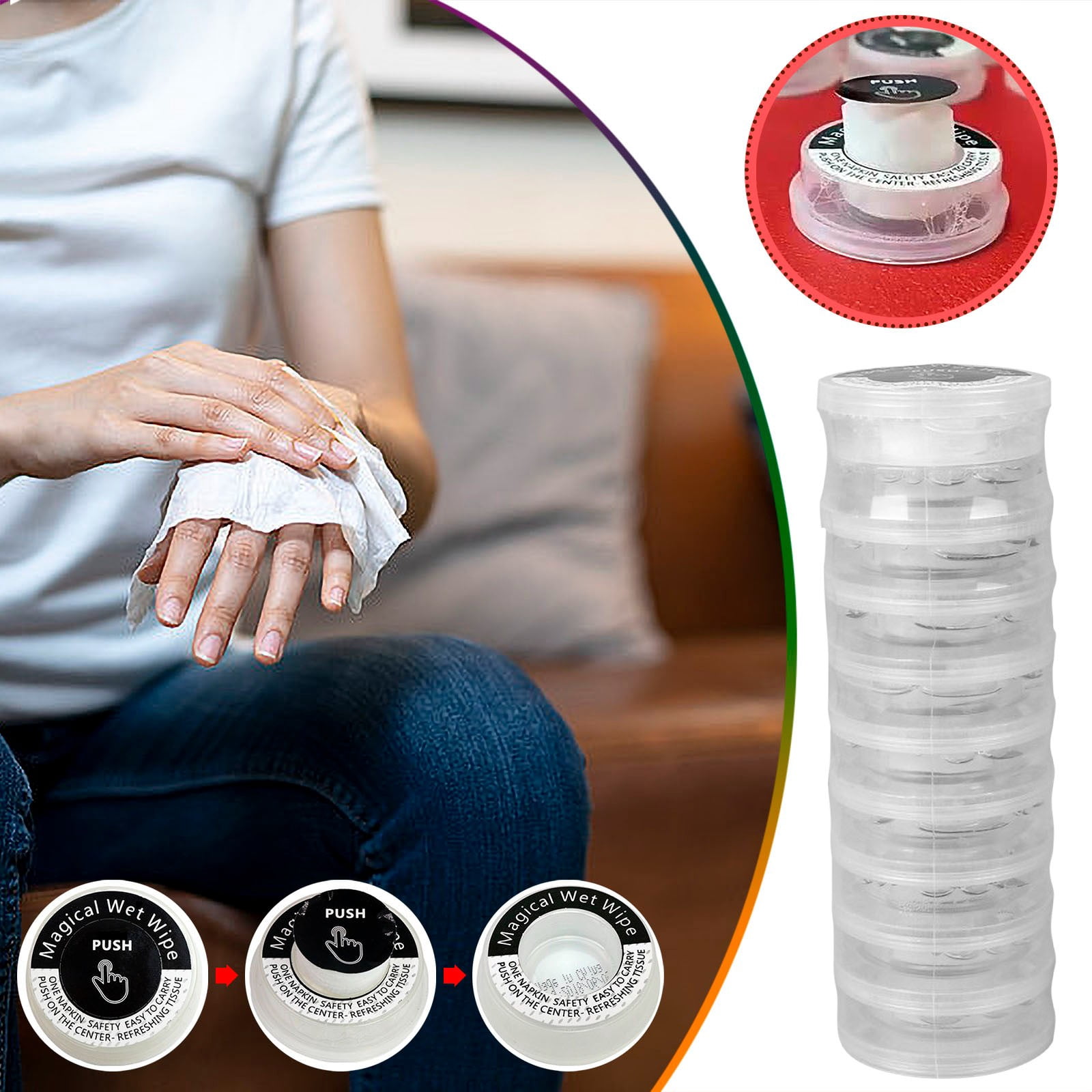 Pressing Wet Wipes Portable Travel Wet Wipes Disposable Portable Advertising Wet Wipes Dry Wet Separation Wet Paper Towels 10ml