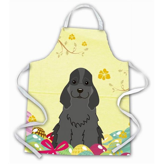 Carolines Treasures BB6092APRON Easter Eggs Cocker Spaniel Black Apron