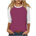 thumbnail image 2 of Xihbxyly Hauts Décontractés pour Femmes T-shirt Imprimé de Mode pour Femmes Blouse à Manches 3/4 Col Rond Hauts Décontractés, 2 of 7