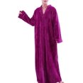 thumbnail image 4 of Ladies Zip Fleece Waffle Long Dressing Gown Fluffy Towelling Bathrobe Sleepwear, 4 of 5
