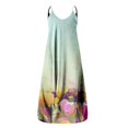 thumbnail image 3 of Robe Longue d'Été pour Femme à Col Rond, Imprimée, Sans Manches, Grande Taille, à Enfiler, à Bretelles Spaghetti, Longue Robe Maxi avec Poches, 3 of 4