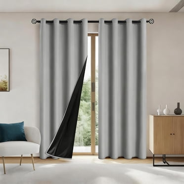 Chmadoxn Décoration pour la Maison, Rideaux en Pongé de Polyester Laminé Bloquant la Lumière Style Perforé Chambre Concis Rideaux de Protection Solaire Rideaux Isolants Thermiques et Insonorisants Rideaux Occultants en Polyester