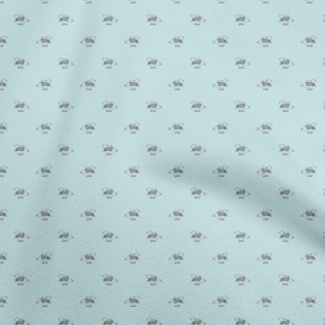 oneOone Tissu Popeline de Coton Bleu Ciel Rétro Ours Matériel de Robe Tissu Imprimé Tissu au Mètre 42 Pouces de Large