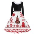 thumbnail image 3 of TIMIFIS Robes de Noël pour Femmes, Robes Maxi pour Femmes Robe Vintage de Vacances Manches Longues Col en V en Fourrure Robe Dos Nu, 3 of 3