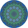 thumbnail image 1 of Ahgly Company Tapis Rond Lavable en Machine Intérieur Transitionnel Bleu Geai, 3 Pieds Rond, 1 of 7