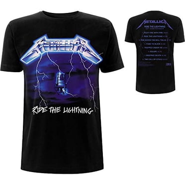 Metallica Men's Ride The Lightning Tracks (Back Print) Slim Fit T-Shirt XX-Large Black