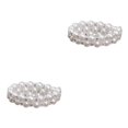 thumbnail image 4 of Thinsony Femmes Chic Perle Strass Stretch Bracelet Mariage Bal pour Mariée Blanc 2 Rangée 2Set, 4 of 6
