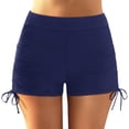 thumbnail image 2 of Riforla Swim Shorts for Women Plus Size High Waist Ruched Full Coverage Beach Shorts with Drawstring for Sports Bathing Suit Bottoms for Women Dark Blue M, 2 of 7