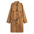 thumbnail image 1 of Lovzfmll Trench Manteau pour Homme à Manches Raglan, Revers Cranté, Poches à Boutons, Kaki, 4TG, 1 of 8