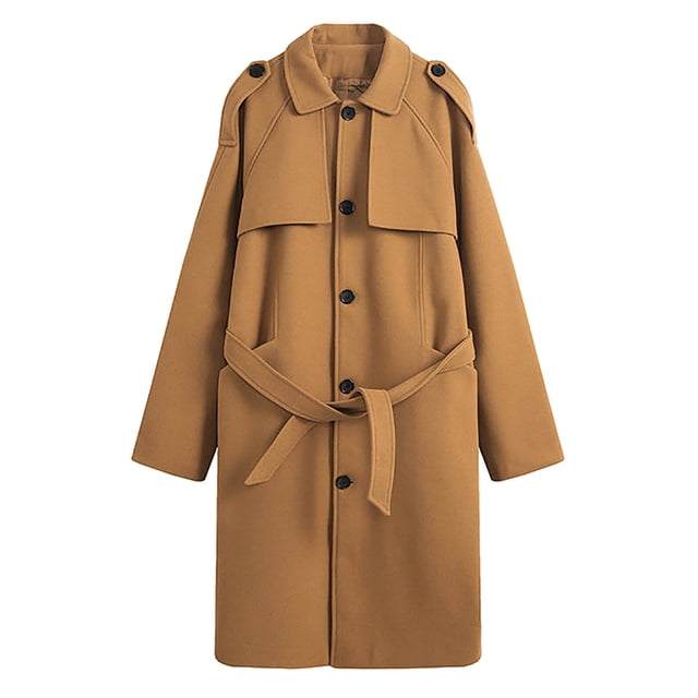 Lovzfmll Trench Manteau pour Homme à Manches Raglan, Revers Cranté, Poches à Boutons, Kaki, 4TG