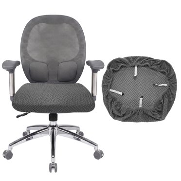 Housse de Chaise de Bureau, Housse de Siège de Chaise d'Ordinateur Jacquard 46-54cm, Gris