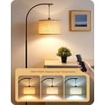 thumbnail image 4 of EDISHINE Lampe sur Pied Arquée Moderne avec Abat-Jour Tambour en Lin Beige et Base Lourde, Lampe de Lecture Noire à Intensité Réglable, Ampoule avec Télécommande Incluse, Haute P, 4 of 8