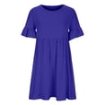 thumbnail image 3 of mtvxesu Young Adult Dresses, Women's Spring/Summer European And American Temperament Commuting Leisure Solid Color Ruffle Sleeves Round Neck Dress Short Sleeve Round Neck Knee Length Dress, 3 of 5