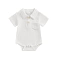 thumbnail image 1 of Yuyuzo Newborn Baby Boys Clothes Short Sleeve Bodysuit Button down Rompers Solid Color Summer Outfits, 1 of 3