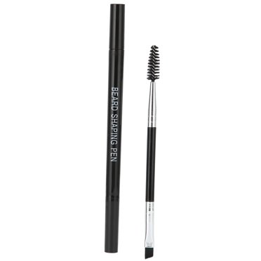 Beard Filler Brush Kit Waterproof and Sweat Resistant 4-Tip Beard Pen Men Beard Care Tool for Beard, Mustache, Eyebrows (Black)