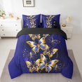 thumbnail image 2 of YST Gold Butterfly 7-Piece Bedding Set, Wild Animal Wildlife, Full, Navy Blue and Gold Comforter Set, 2 of 4