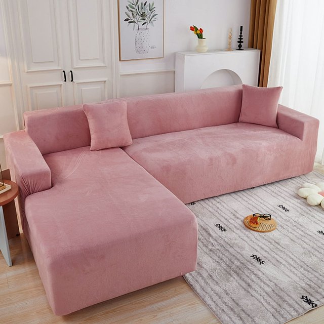 2024 Plush Sectional Couch Cover Stretch L Shape Sofa Covers For Sectional Sofa Set L Shape Couch Protector Chaise Lounge Covers For Dogs Kids-Gray-1 Seater