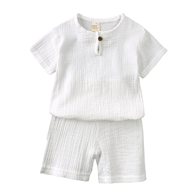Kcodviy Tout-Petit Enfants Bébé Garçon Ensemble Chemise Bébé Garçon Fille Uni Chandail Court 5T Tenues d'Automne Garçons Manche Chandail T-Shirt Garçon Automne Col Rond Hauts Shorts Ensemble Survêtement Junior Vêtements