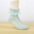 thumbnail image 1 of RXIRUCGD 3PC Children's Lace Lace Girls' Socks Cotton Mesh Princess Socks Cute Mid Length Socks( Green, Size:L ), 1 of 3