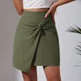 thumbnail image 2 of B91xZ Jupes Taille Haute pour Femmes Jupe Midi Longue Extensible avec Poches, Vert m, 2 of 5