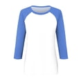 thumbnail image 4 of TSADFHJI sous-Vêtements en Coton pour Femmes Blanc Haut à Manches 3/4 Été Décontracté Polyvalent Raglan Col Rond Chemise Décontractée Top S Bleu Clair, 4 of 5
