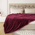 thumbnail image 2 of PiccoCasa Couverture en Molleton Flanelle Douce et Chaude à Grand Ourlet Bourgogne Simple TG, 2 of 10
