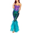 thumbnail image 1 of Gupgi Women Mermaid Dress Party Costume Strapless Ruffle Cosplay Fancy Dress, 1 of 9