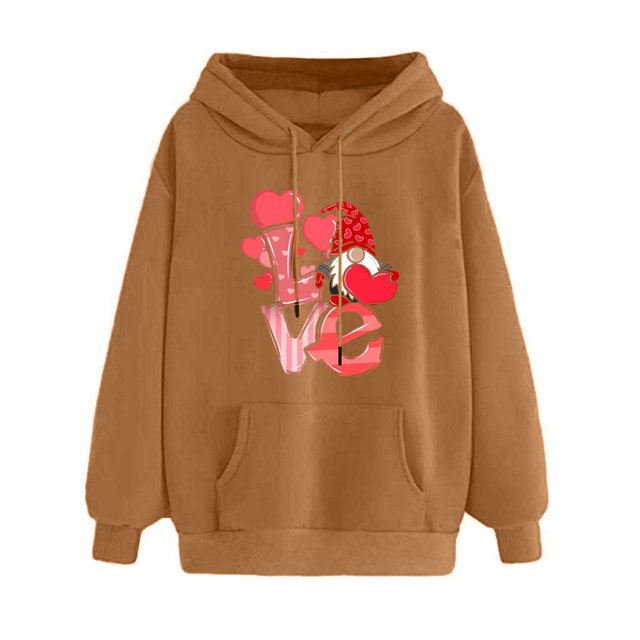 Sweat-shirt en Molleton à Manches Longues Imprimé Saint-Valentin pour Femme