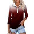 thumbnail image 2 of T-shirts pour Femmes Mode Féminine T-Shirt Imprimé Manches 3/4 Blouse Col Rabattu Décontracté, 2 of 8