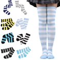 thumbnail image 3 of Extra Long Cotton Stripe Thigh High Socks Over the Knee High Socks, 3 of 5