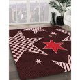thumbnail image 3 of Ahgly Tapis Rond Lavable en Machine Intérieur Transitionnel Marron Chocolat, 6 Pieds Rond, 3 of 7