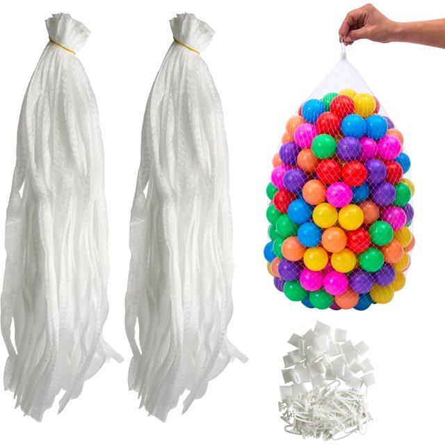 HPWFHPLF Lot de 100 Sacs en Filet Réutilisables pour Produits, Sacs Polyvalents de 24 Pouces pour Fruits de Mer, Sacs de Rangement pour Jouets d'Épicerie Fruits Légumes avec 100 Boucles (Blanc, 24 Pouces)