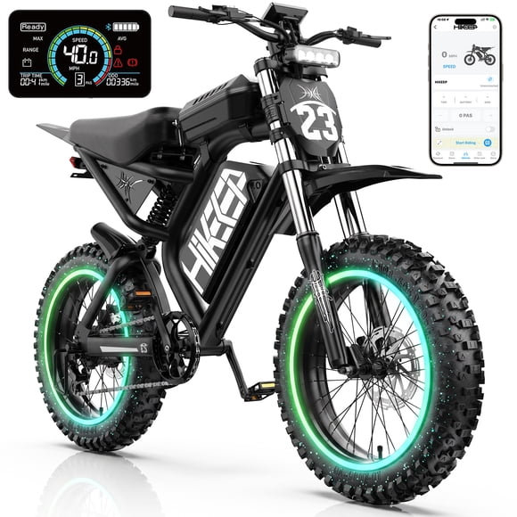 HiKeep Vélo Électrique 1500 3000W pour Adultes, Vélo Électrique Tout-Terrain, Batterie 52V 40Ah UL 2849, Vélo Électrique à Pneus Larges 20x4, Suspension Complète, Max 40 Mi/h