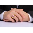 thumbnail image 3 of RYLOS Men's Rings Yellow Gold Plated Silver Rings Classic Designer Style 9X7MM Gemstone &  Diamond Ring Star Ruby July Birthstone Rings For Men Size 10, 3 of 7