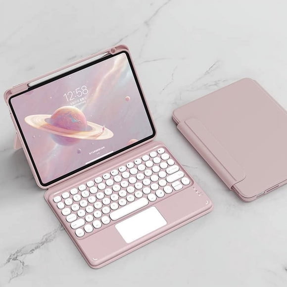 CHOK Keyboard Case for iPad 10th Generation (10.9” 2022) Detachable Magnetic Cover Vertical Stand & Magnetically Cute Color Round Key Trackpad Keyboard for New iPad 10th 2022