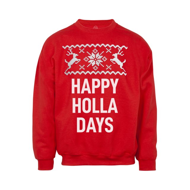 Happy Holla Days Christmas Ugly Sweater - Red - Large